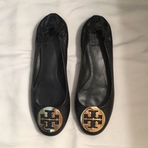 TORY BURCH Classic Reva Flat -Black Napa leather